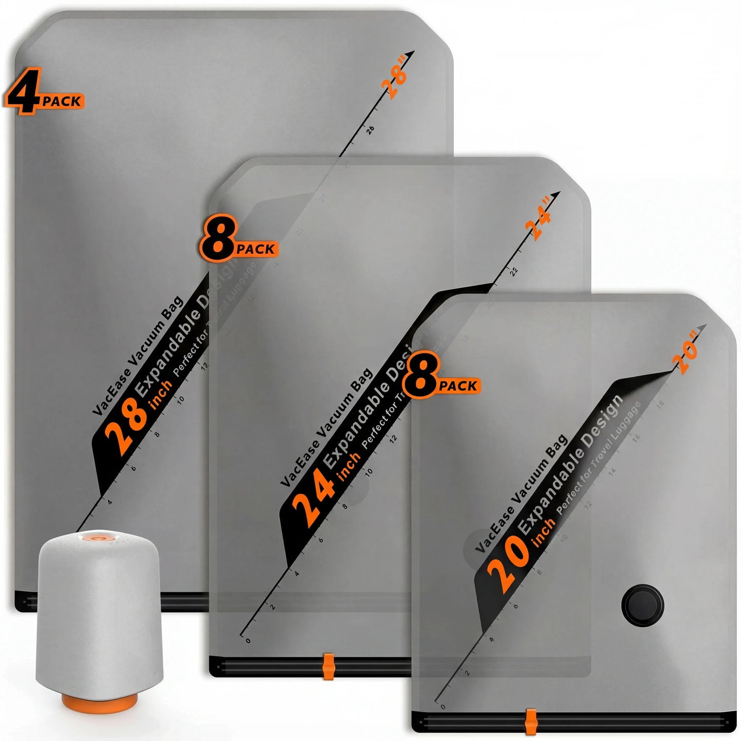 Wireless Vacuum Pump Set, 20 Pack Compression Storage Bags, Space Saving for Clothes & Blankets, Home Travel Use