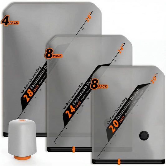 Wireless Vacuum Pump Set, 20 Pack Compression Storage Bags, Space Saving for Clothes & Blankets, Home Travel Use